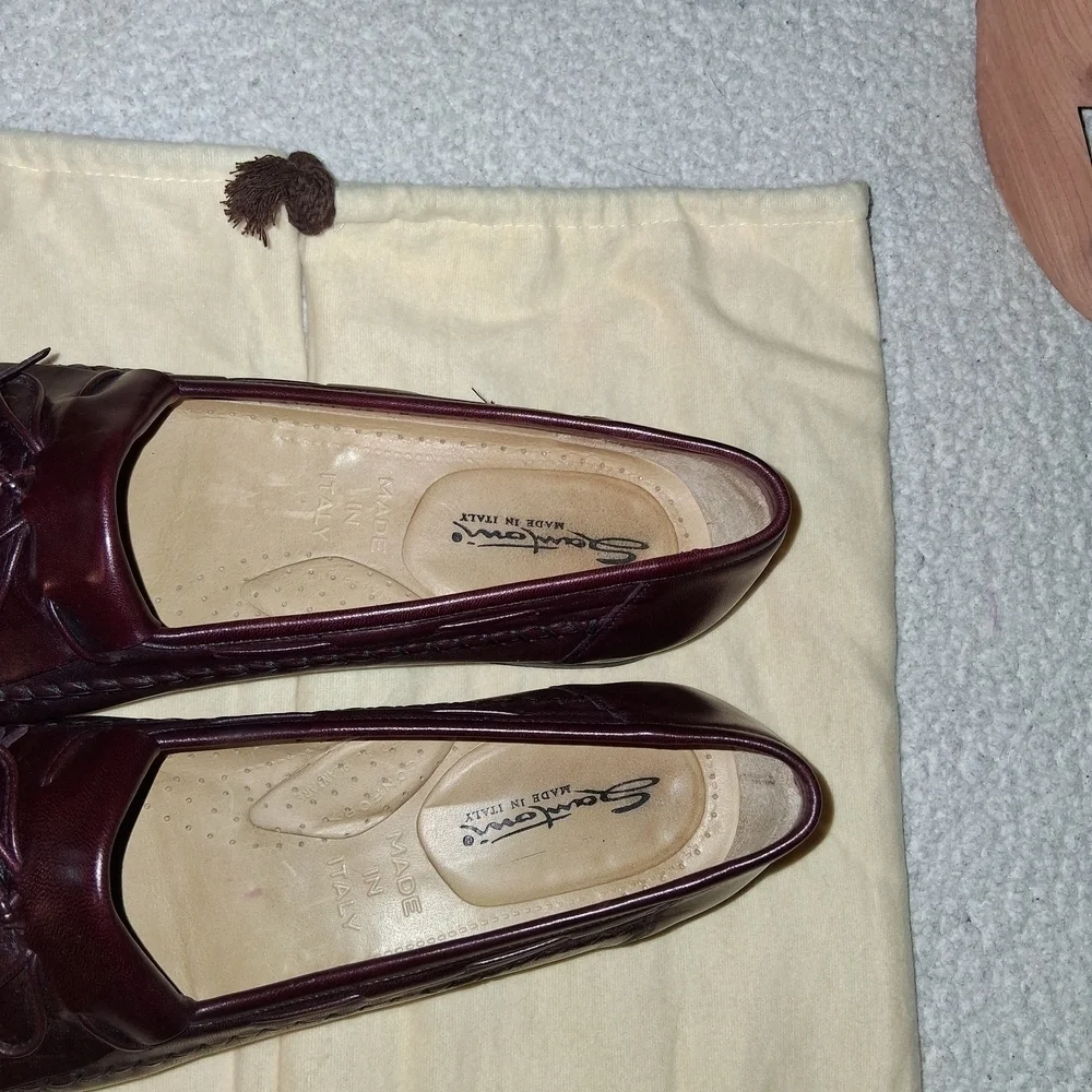 Santoni Men's Marc Rich Burgundy Leather Loafers